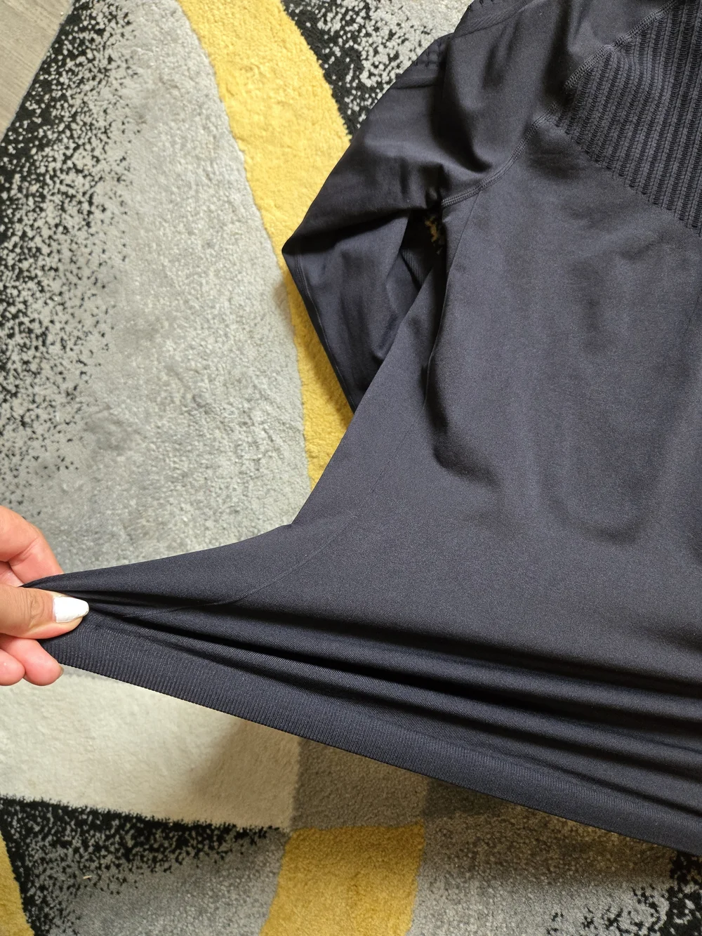 Fabletics Black Crewneck Long Sleeve Compression Tee